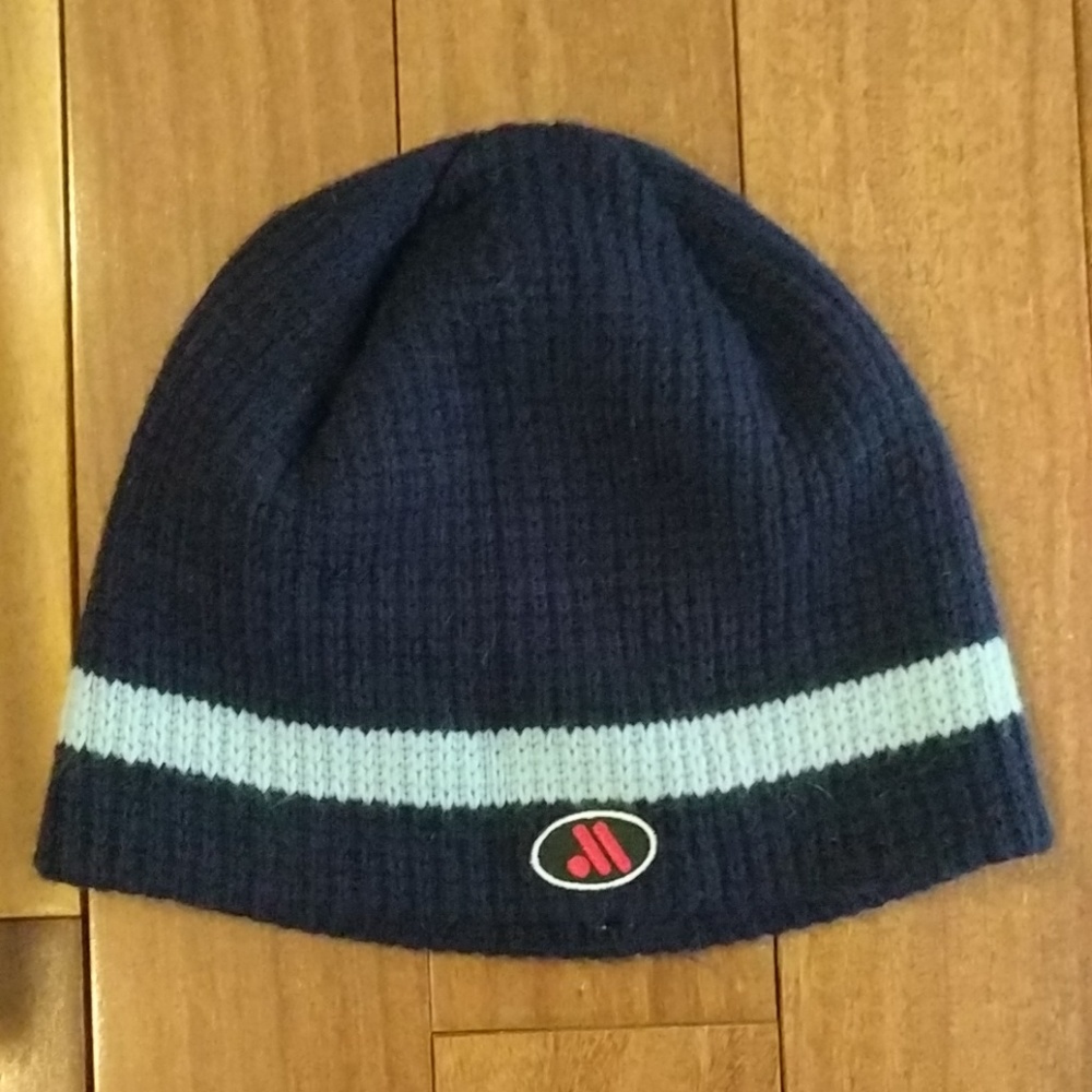 Big Kids navy blue knitted winter beanie hat